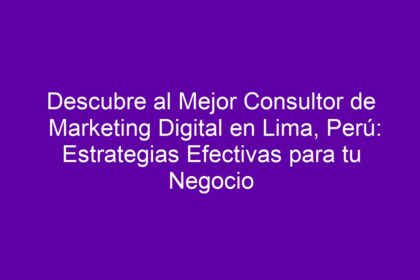 Descubre al Mejor Consultor de Marketing Digital en Lima, Perú: Estrategias Efectivas para tu Negocio - 10