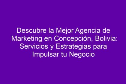 Descubre la Mejor Agencia de Marketing en Concepción, Bolivia: Servicios y Estrategias para Impulsar tu Negocio - 8