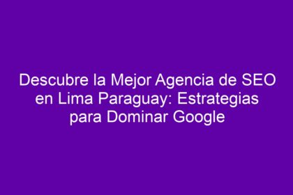 Descubre la Mejor Agencia de SEO en Lima Paraguay: Estrategias para Dominar Google - 8