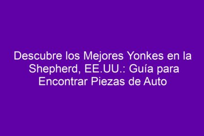 Descubre los Mejores Yonkes en la Shepherd, EE.UU.: Guía para Encontrar Piezas de Auto - 8