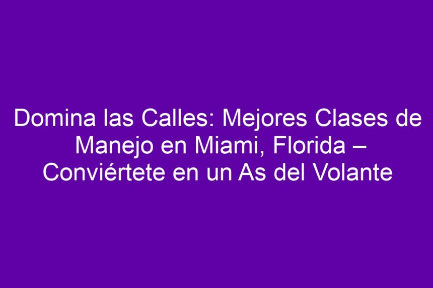 Domina las Calles: Mejores Clases de Manejo en Miami, Florida – Conviértete en un As del Volante - 7