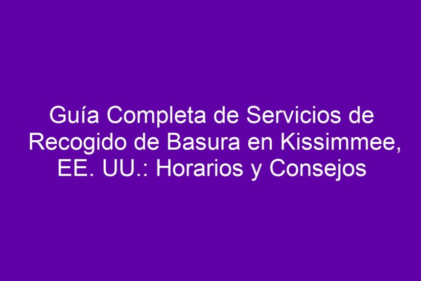 Guía Completa de Servicios de Recogido de Basura en Kissimmee, EE. UU.: Horarios y Consejos - 7