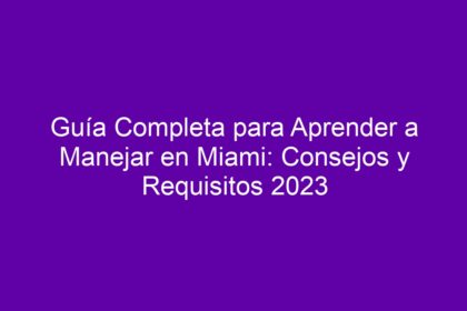 Guía Completa para Aprender a Manejar en Miami: Consejos y Requisitos - 8