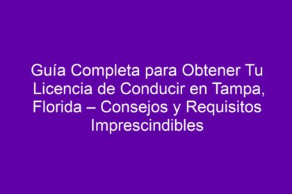 Guía Completa para Obtener Tu Licencia de Conducir en Tampa, Florida – Consejos y Requisitos Imprescindibles - 10