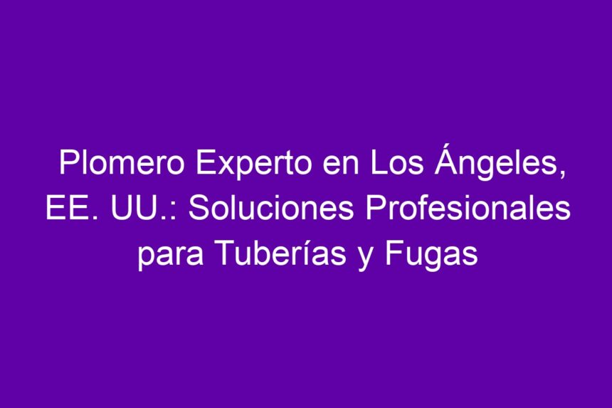 Imagen de Plomero Experto en Los Ángeles, EE. UU.: Soluciones Profesionales para Tuberías y Fugas Plomero Experto en Los Ángeles, EE. UU.: Soluciones Profesionales para Tuberías y Fugas - 7