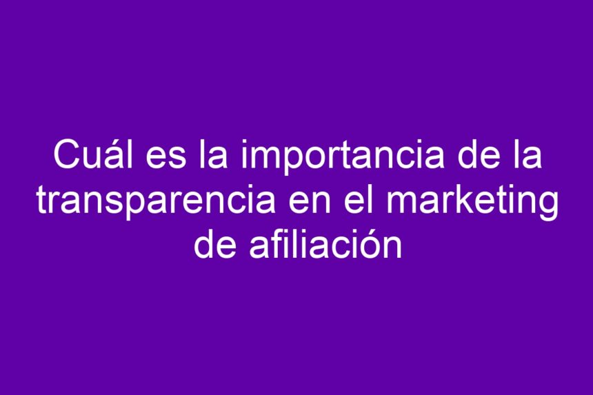 Imagen de Cuál es la importancia de la transparencia en el marketing de afiliación Cuál es la importancia de la transparencia en el marketing de afiliación - 7