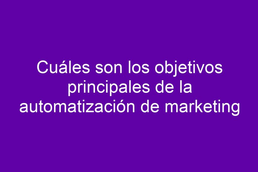 Cuáles son los objetivos principales de la automatización de marketing - 7