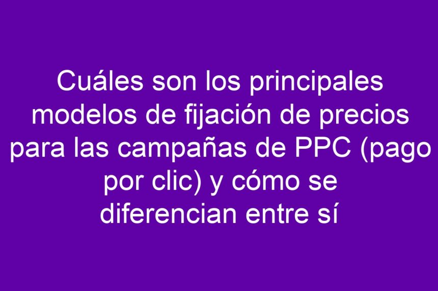 Cuáles son los principales modelos de fijación de precios para las campañas de PPC (pago por clic) y cómo se diferencian entre sí - 7