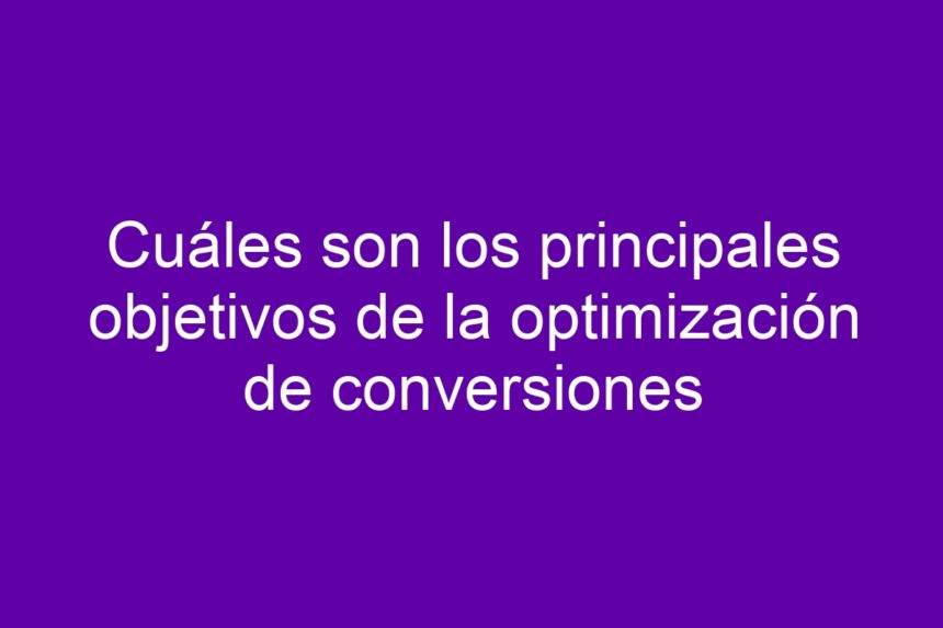 Cuáles son los principales objetivos de la optimización de conversiones - 7