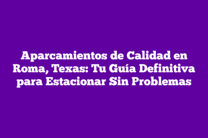 Aparcamientos de Calidad en Roma, Texas: Tu Guía Definitiva para Estacionar Sin Problemas