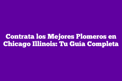 Contrata los Mejores Plomeros en Chicago Illinois: Tu Guía Completa