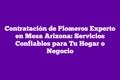 Contratación de Plomeros Experto en Mesa Arizona: Servicios Confiables para Tu Hogar o Negocio