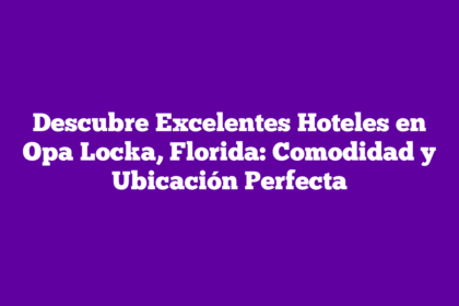 Descubre Excelentes Hoteles en Opa Locka, Florida: Comodidad y Ubicación Perfecta