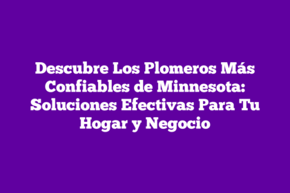 Descubre Los Plomeros Más Confiables de Minnesota: Soluciones Efectivas Para Tu Hogar y Negocio