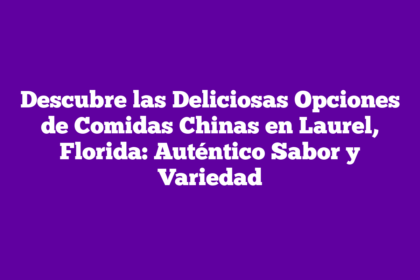 Descubre las Deliciosas Opciones de Comidas Chinas en Laurel, Florida: Auténtico Sabor y Variedad