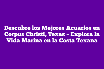 Descubre los Mejores Acuarios en Corpus Christi, Texas – Explora la Vida Marina en la Costa Texana