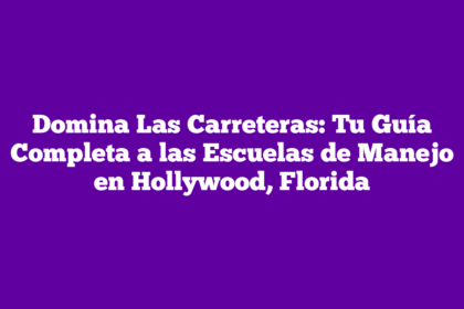 Domina Las Carreteras: Tu Guía Completa a las Escuelas de Manejo en Hollywood, Florida