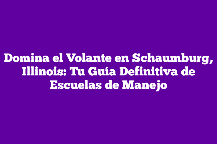 Domina el Volante en Schaumburg, Illinois: Tu Guía Definitiva de Escuelas de Manejo