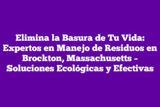 Elimina la Basura de Tu Vida: Expertos en Manejo de Residuos en Brockton, Massachusetts – Soluciones Ecológicas y Efectivas