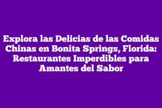 Explora las Delicias de las Comidas Chinas en Bonita Springs, Florida: Restaurantes Imperdibles para Amantes del Sabor