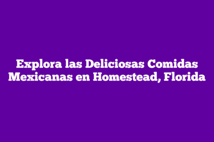 Explora las Deliciosas Comidas Mexicanas en Homestead, Florida