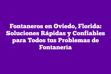 Fontaneros en Oviedo, Florida: Soluciones Rápidas y Confiables para Todos tus Problemas de Fontanería