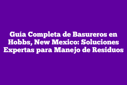 Guía Completa de Basureros en Hobbs, New Mexico: Soluciones Expertas para Manejo de Residuos