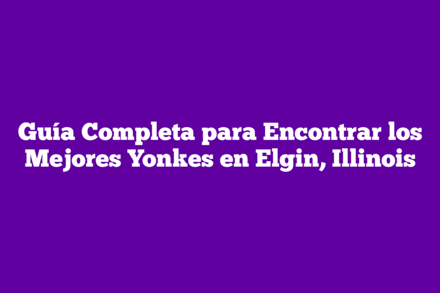 Guía Completa para Encontrar los Mejores Yonkes en Elgin, Illinois