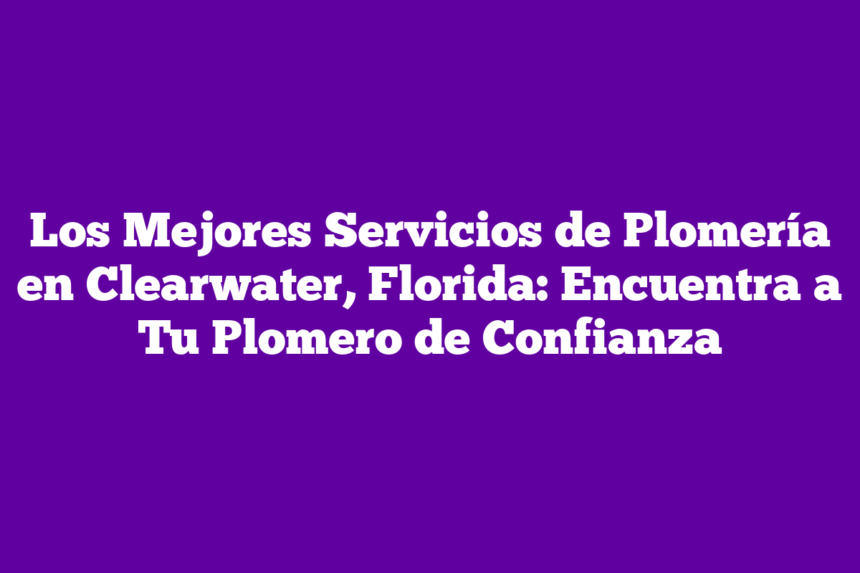 Imagen de Los Mejores Servicios de Plomería en Clearwater, Florida: Encuentra a Tu Plomero de Confianza Los Mejores Servicios de Plomería en Clearwater, Florida: Encuentra a Tu Plomero de Confianza