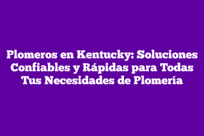 Plomeros en Kentucky: Soluciones Confiables y Rápidas para Todas Tus Necesidades de Plomería