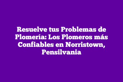 Resuelve tus Problemas de Plomería: Los Plomeros más Confiables en Norristown, Pensilvania