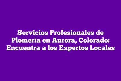 Servicios Profesionales de Plomería en Aurora, Colorado: Encuentra a los Expertos Locales