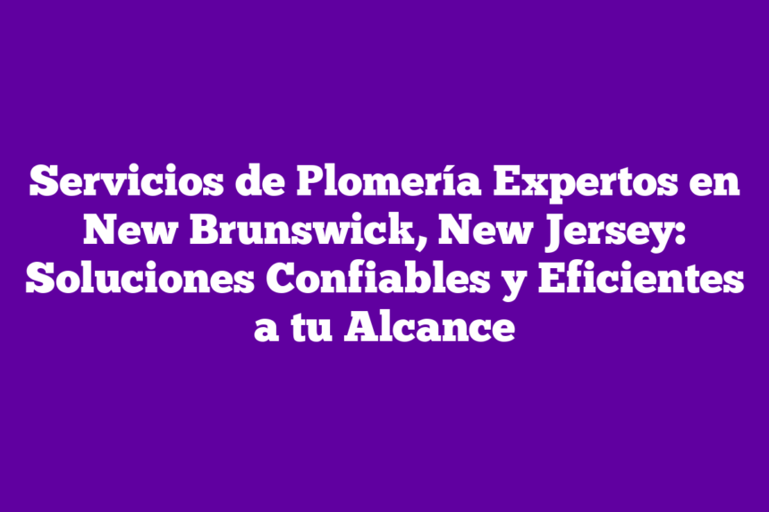 Servicios de Plomería Expertos en New Brunswick, New Jersey: Soluciones Confiables y Eficientes a tu Alcance