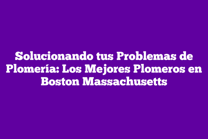 Solucionando tus Problemas de Plomería: Los Mejores Plomeros en Boston Massachusetts