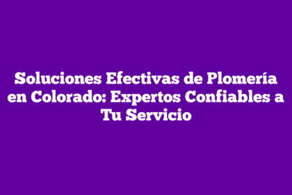 Soluciones Efectivas de Plomería en Colorado: Expertos Confiables a Tu Servicio
