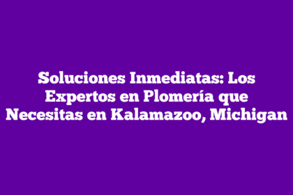 Soluciones Inmediatas: Los Expertos en Plomería que Necesitas en Kalamazoo, Michigan