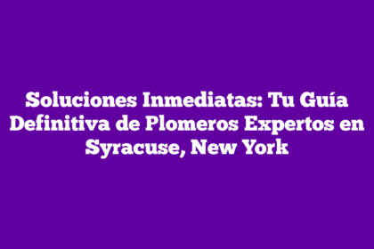 Soluciones Inmediatas: Tu Guía Definitiva de Plomeros Expertos en Syracuse, New York