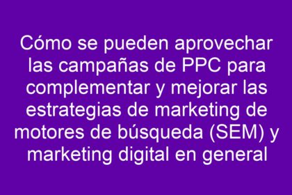 Cómo se pueden aprovechar las campañas de PPC para complementar y mejorar las estrategias de marketing de motores de búsqueda (SEM) y marketing digital en general - 10