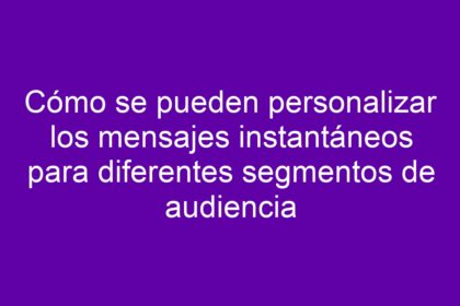 Cómo se pueden personalizar los mensajes instantáneos para diferentes segmentos de audiencia - 12