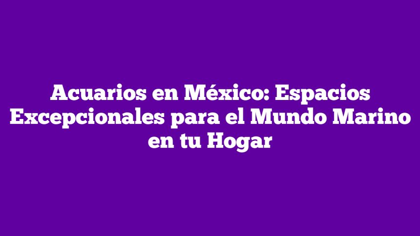 Acuarios en México: Espacios Excepcionales para el Mundo Marino en tu Hogar