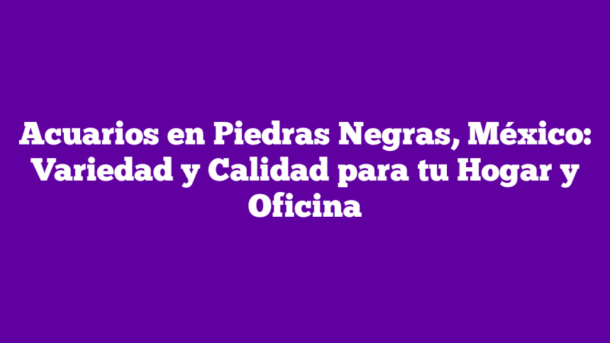 Acuarios en Piedras Negras, México: Variedad y Calidad para tu Hogar y Oficina