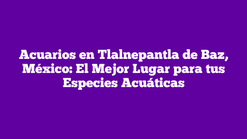 Acuarios en Tlalnepantla de Baz, México: El Mejor Lugar para tus Especies Acuáticas