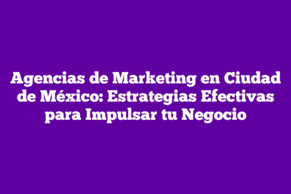 Agencias de Marketing en Ciudad de México: Estrategias Efectivas para Impulsar tu Negocio