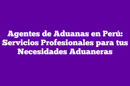 Agentes de Aduanas en Perú: Servicios Profesionales para tus Necesidades Aduaneras