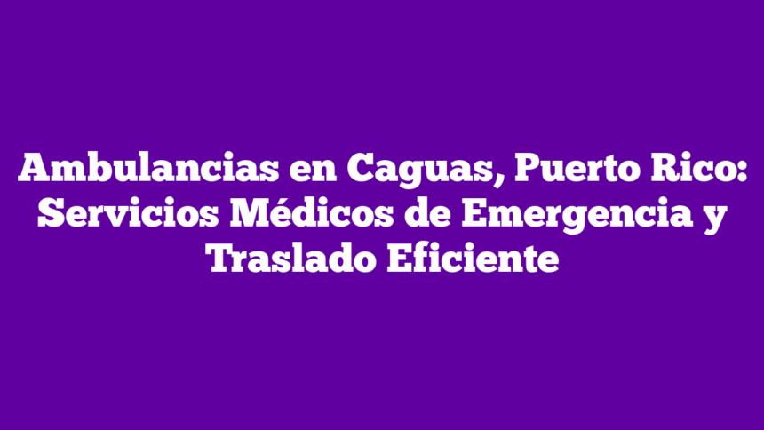 Imagen de Ambulancias en Caguas, Puerto Rico: Servicios Médicos de Emergencia y Traslado Eficiente Ambulancias en Caguas, Puerto Rico: Servicios Médicos de Emergencia y Traslado Eficiente