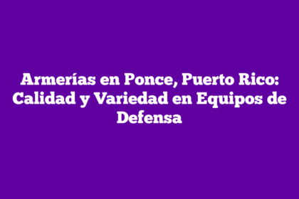 Armerías en Ponce, Puerto Rico: Calidad y Variedad en Equipos de Defensa