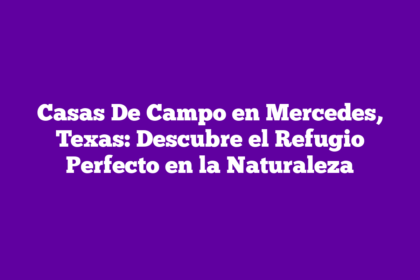 Casas De Campo en Mercedes, Texas: Descubre el Refugio Perfecto en la Naturaleza