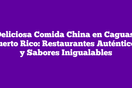 Deliciosa Comida China en Caguas, Puerto Rico: Restaurantes Auténticos y Sabores Inigualables