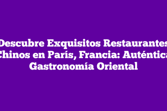 Descubre Exquisitos Restaurantes Chinos en París, Francia: Auténtica Gastronomía Oriental