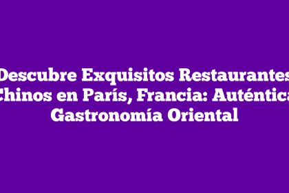 Descubre Exquisitos Restaurantes Chinos en París, Francia: Auténtica Gastronomía Oriental